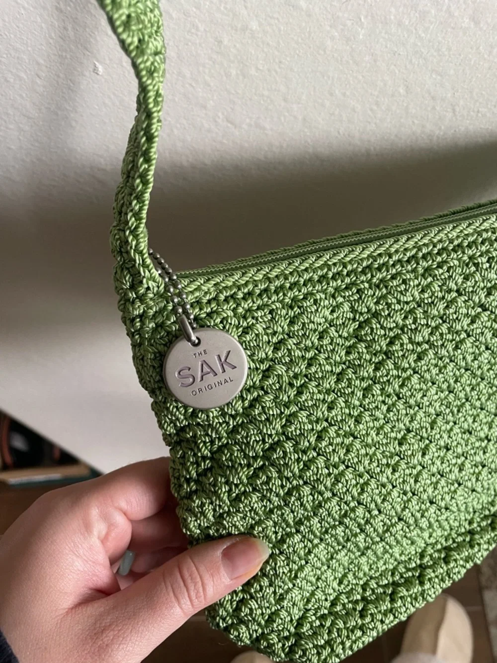 SOLD | The Sak Lime Green Small Boho Crochet Crossbody Bag - Picture 3 of 4